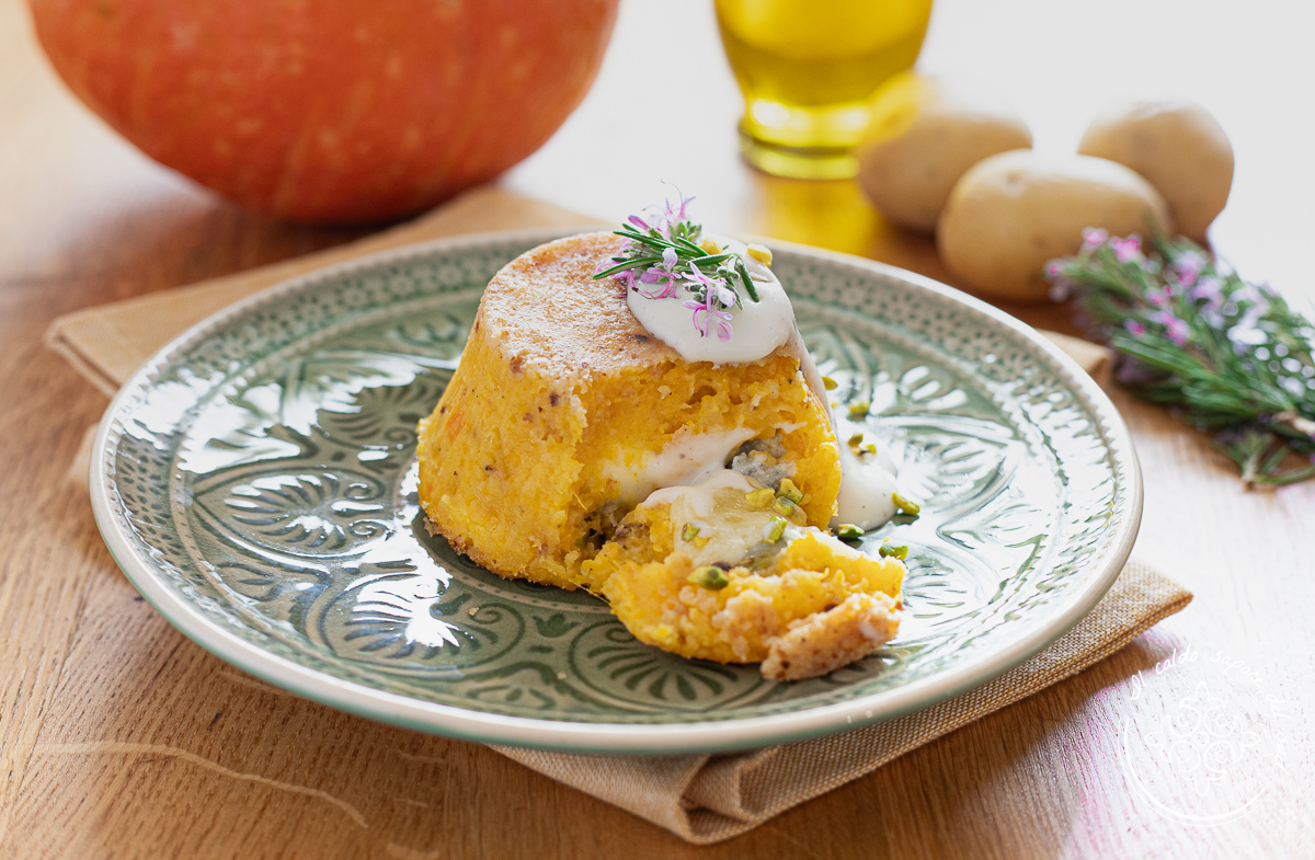 Petits flans de potiron et pommes de terre au gorgonzola