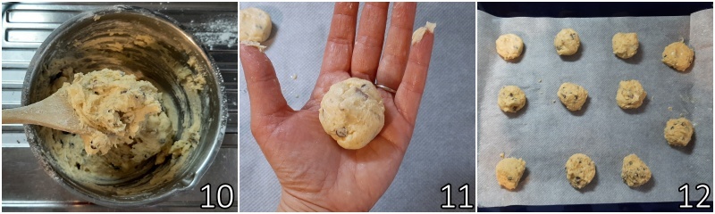 d. former des boules de pâte avec les mains humides