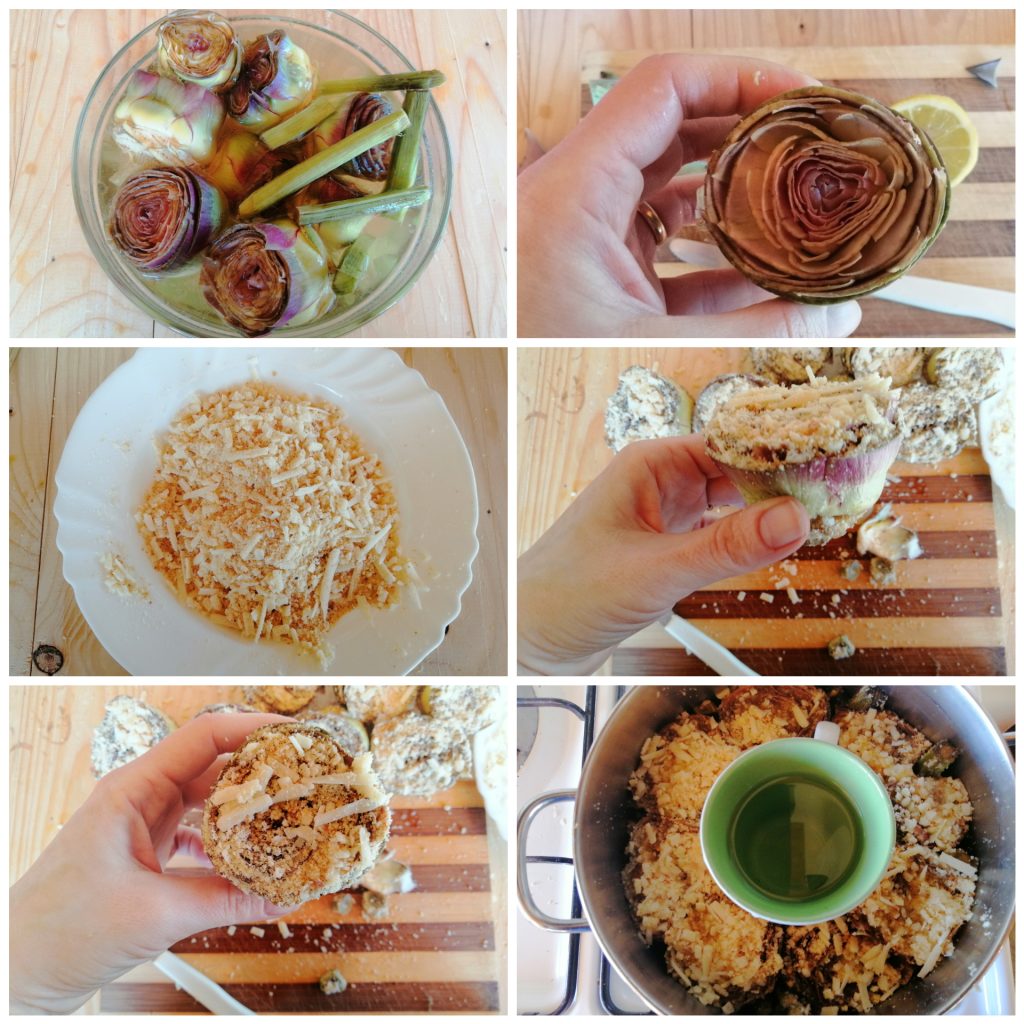 Artichauts farcis à la poêle avec chapelure et parmesan : préparation...