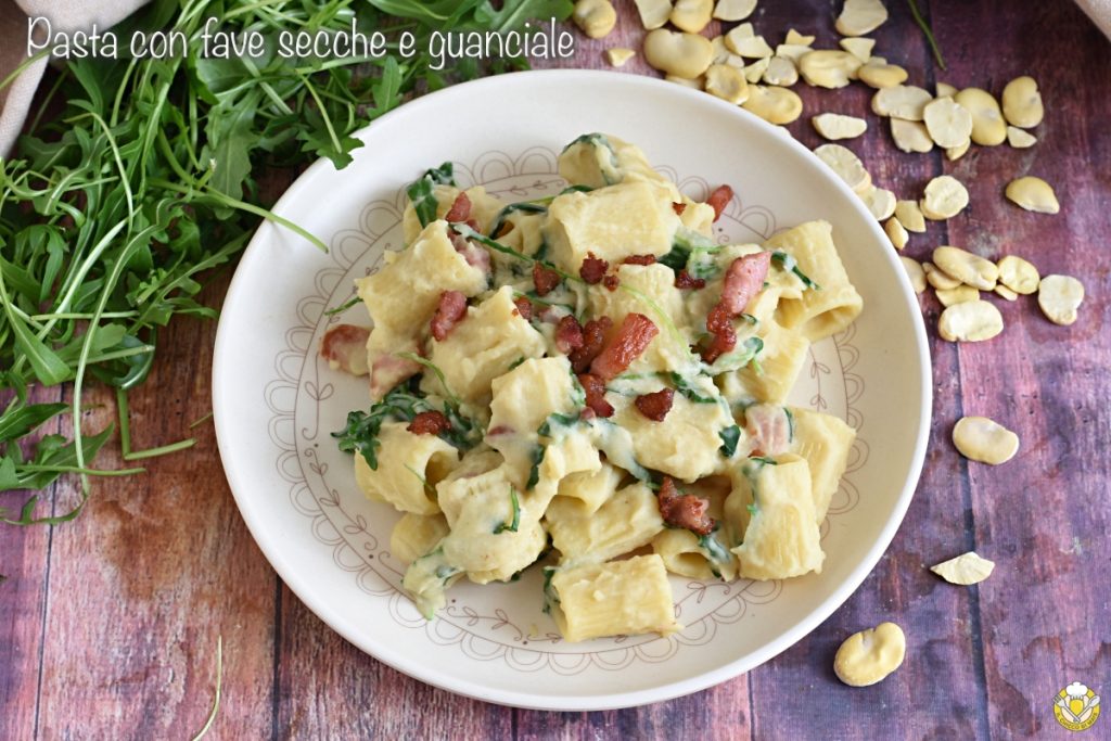 pâtes aux fèves sèches et guanciale roquette et pecorino recette pâtes crémeuses savoureuses il chicco di mais