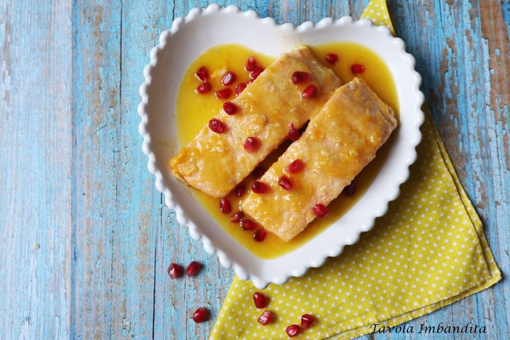 saumon en sauce mandarine et graines de grenade