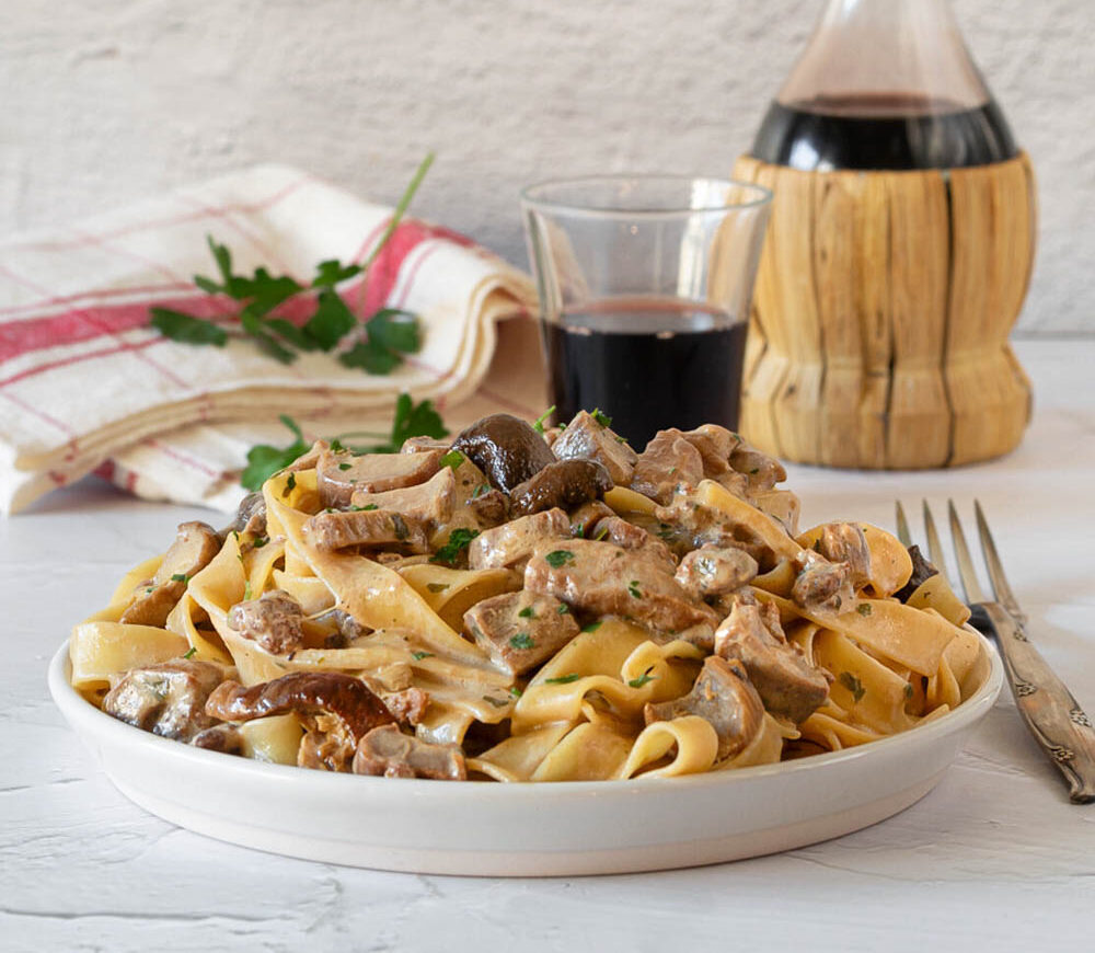 Tagliatelles saucisse et cèpes