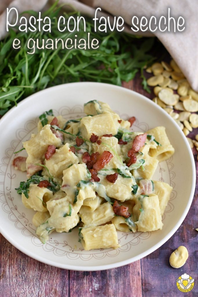 pâtes aux fèves sèches et guanciale roquette et pecorino recette pâtes crémeuses savoureuses il chicco di mais