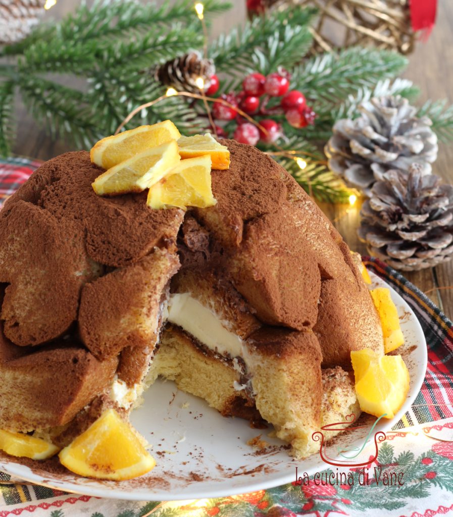 zuccotto au pandoro orange et chocolat