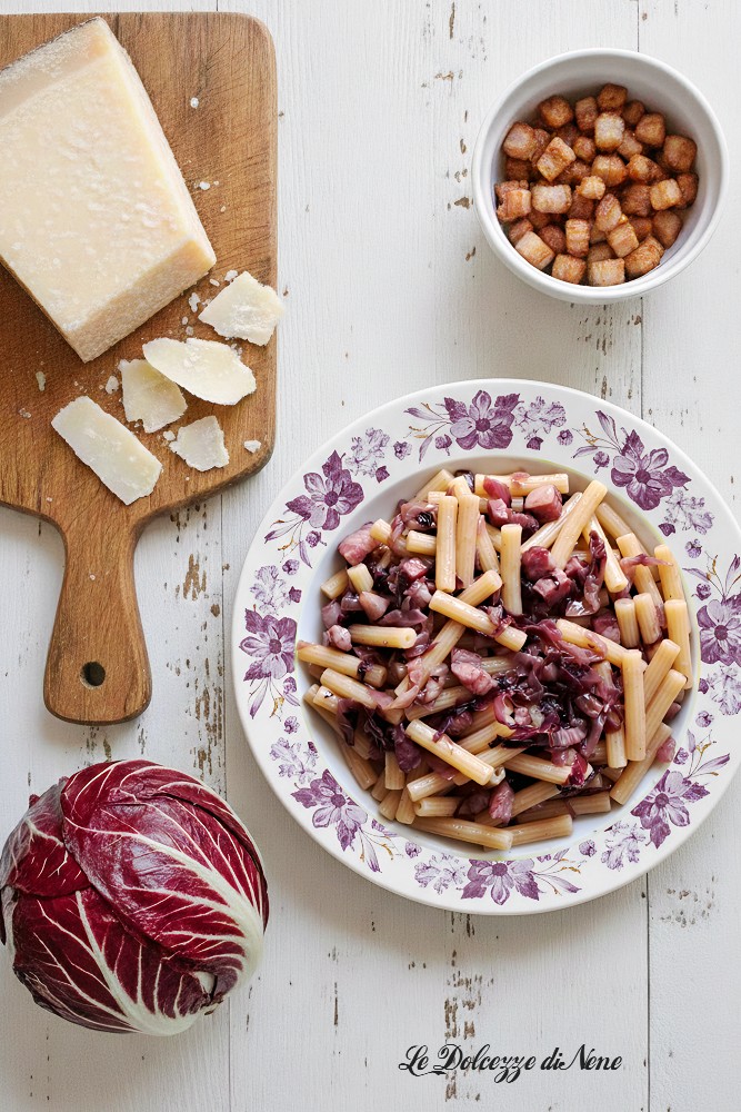 pâtes à la pancetta et radicchio