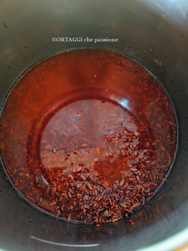 riz rouge cuit dans l'eau