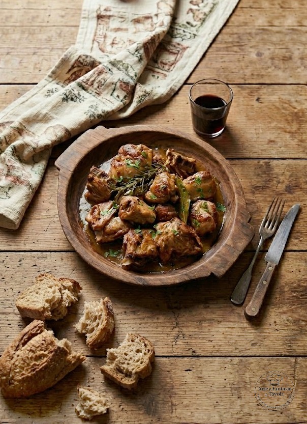 Chevreau à la poêle au vin