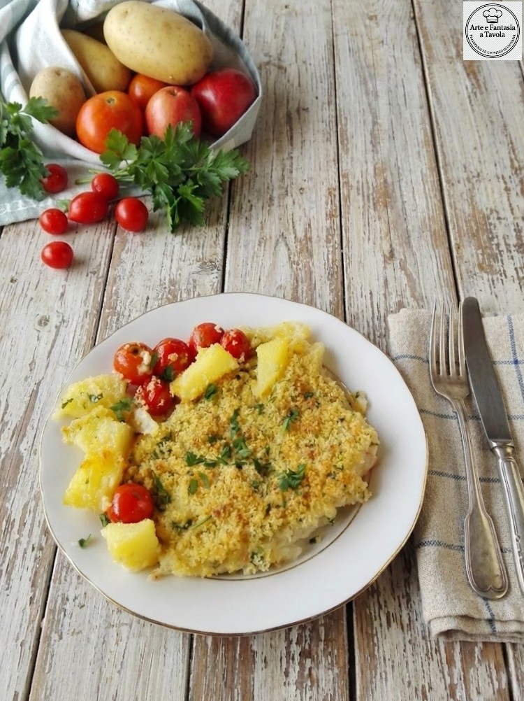 Filets de cabillaud aux pommes de terre et tomates cerises