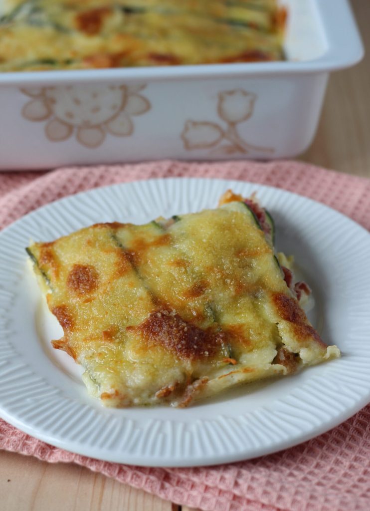 parmigiana de courgettes au speck et mozzarella