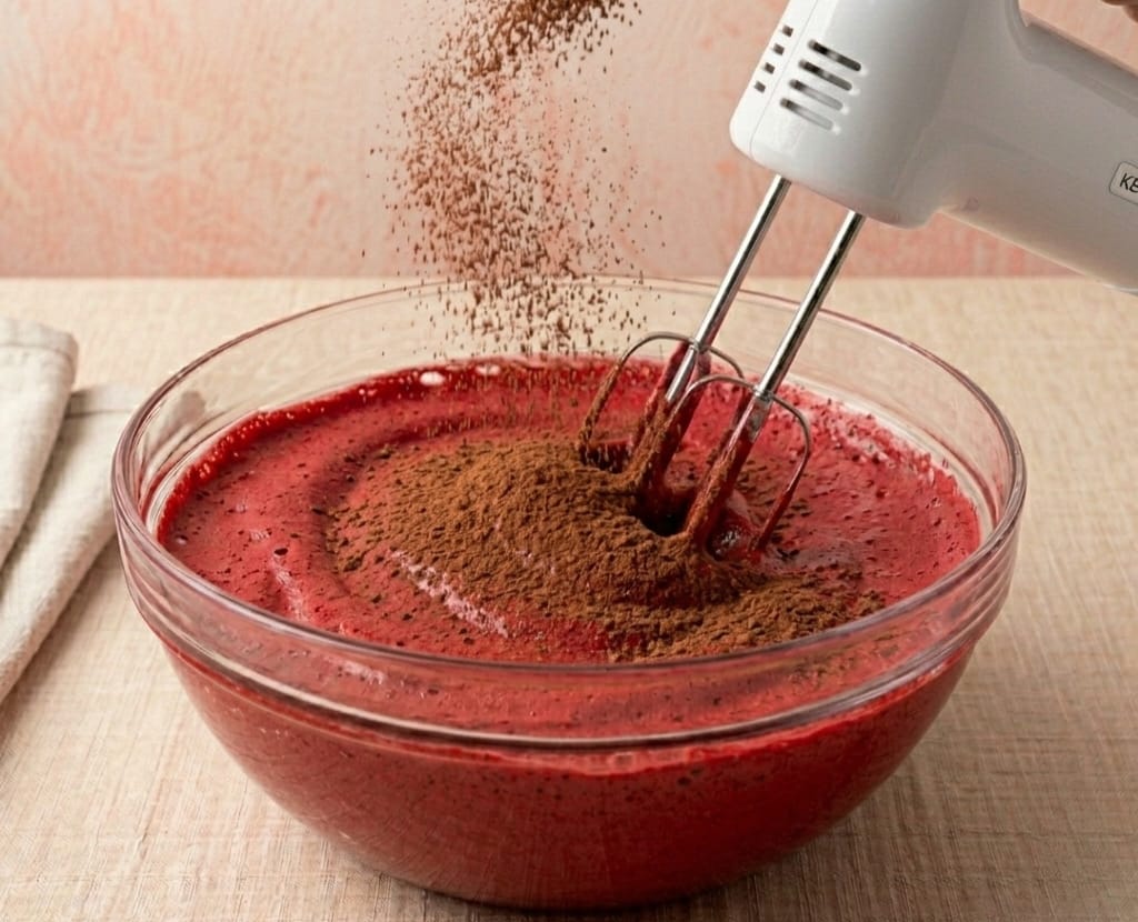 Rouleau red velvet à la crème et aux fraises