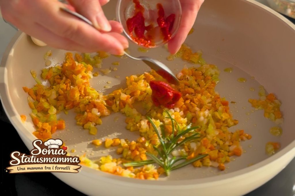 Mélange de céréales et légumineuses assaisonné avec concentré de tomates