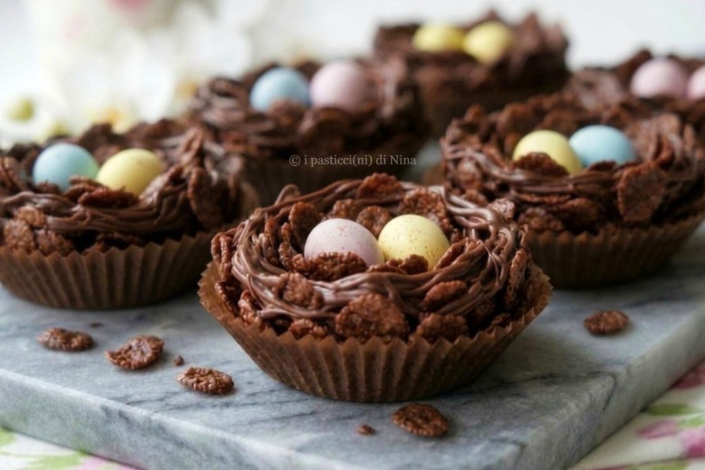 Nids de Pâques au chocolat avec céréales prêts en quelques minutes recette i pasticcini di Nina