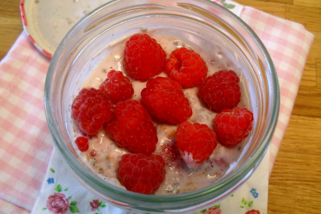 Overnight oats aux framboises et vanille, Mangia senza Pancia