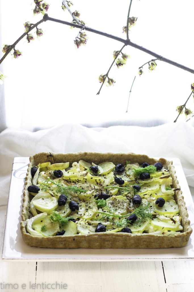 Pâte brisée pommes de terre oignons olives - tarte salée