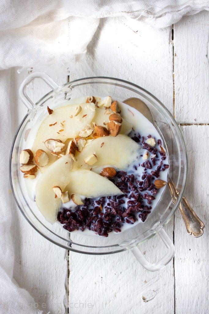 Pudding de riz Venere et poires