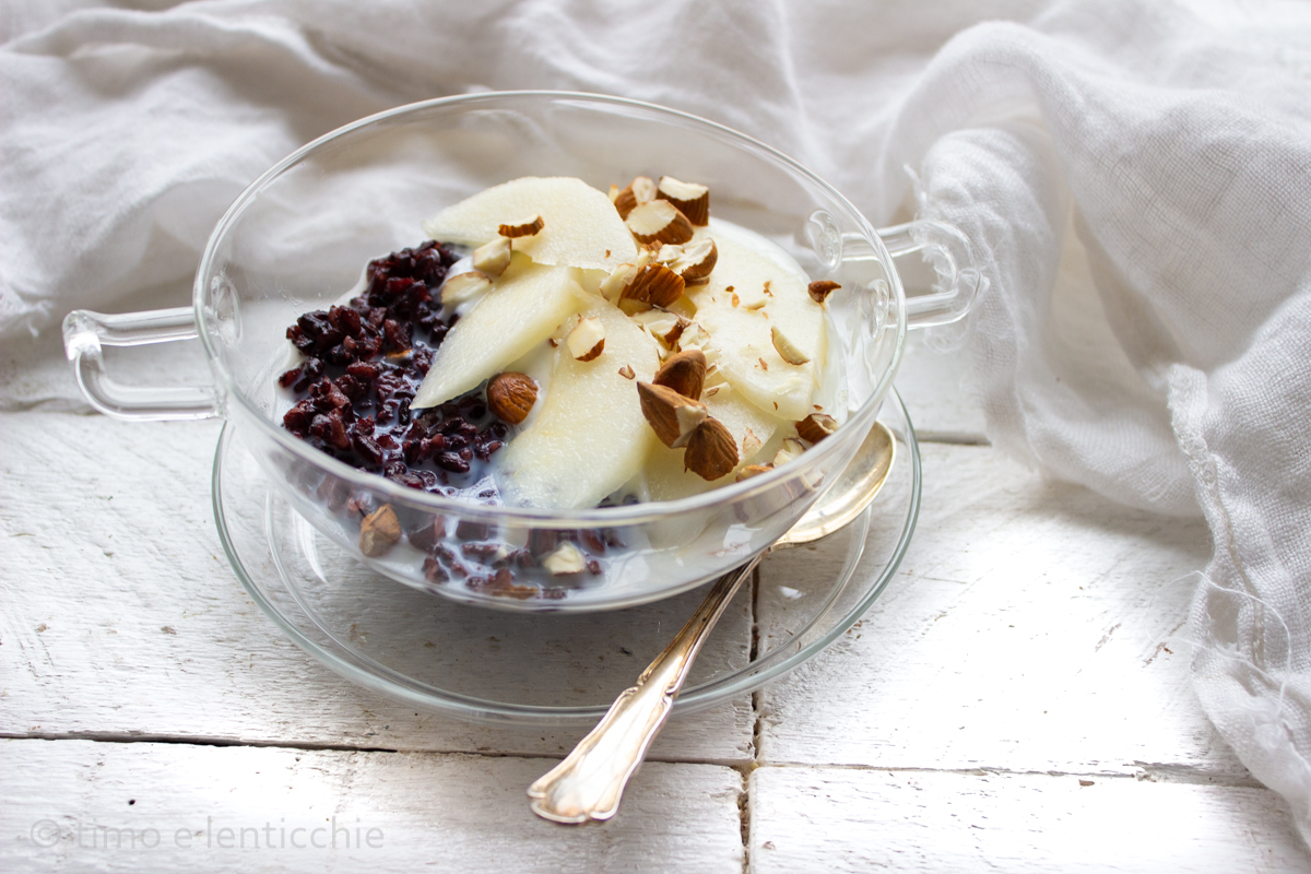 Pudding de riz Venere et poires