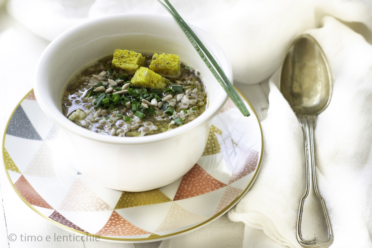 Soupe de lentilles et boulgour à la ciboulette