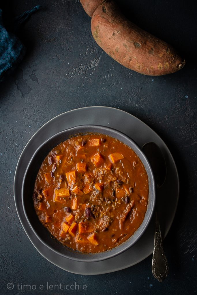 Soupe patates douces riz haricots