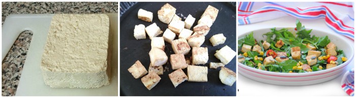 Tofu grillé à la roquette et aux graines