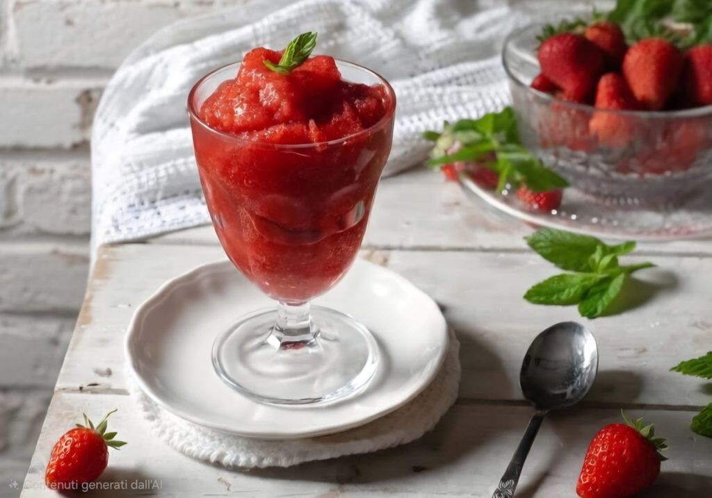 Granité sicilien aux fraises