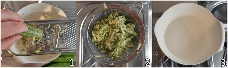 a. râper les courgettes et les laisser dégorger de leur eau de végétation