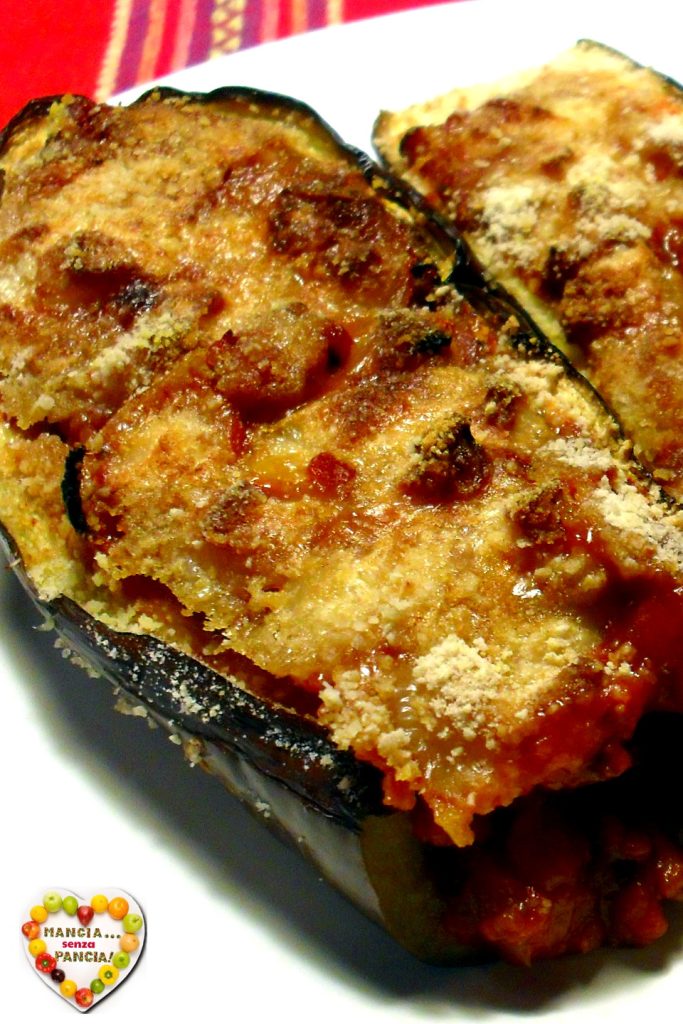 Aubergines en barquette, recette facile, Mangia senza Pancia