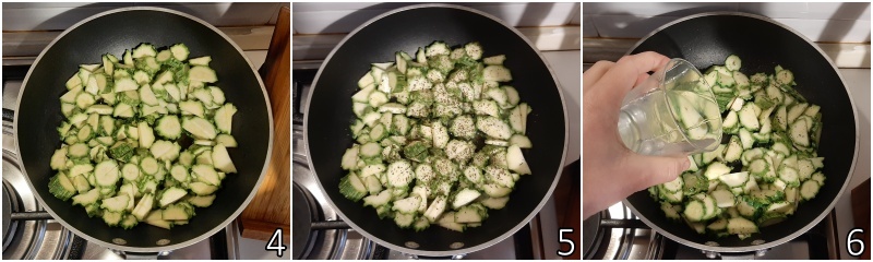 b. assaisonner les courgettes à la poêle avec menthe et autres herbes aromatiques