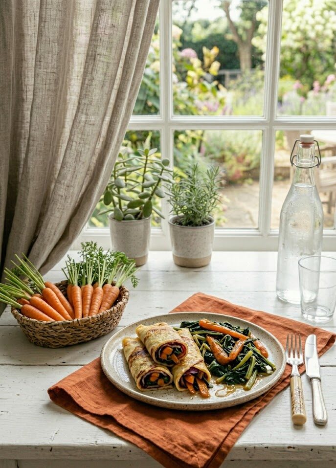 Crêpes à la farine de riz et légumes