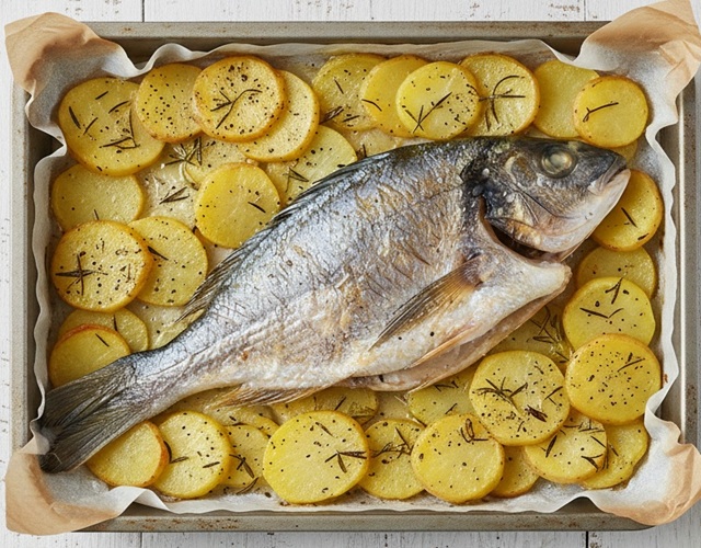 Dorade au four avec pommes de terre