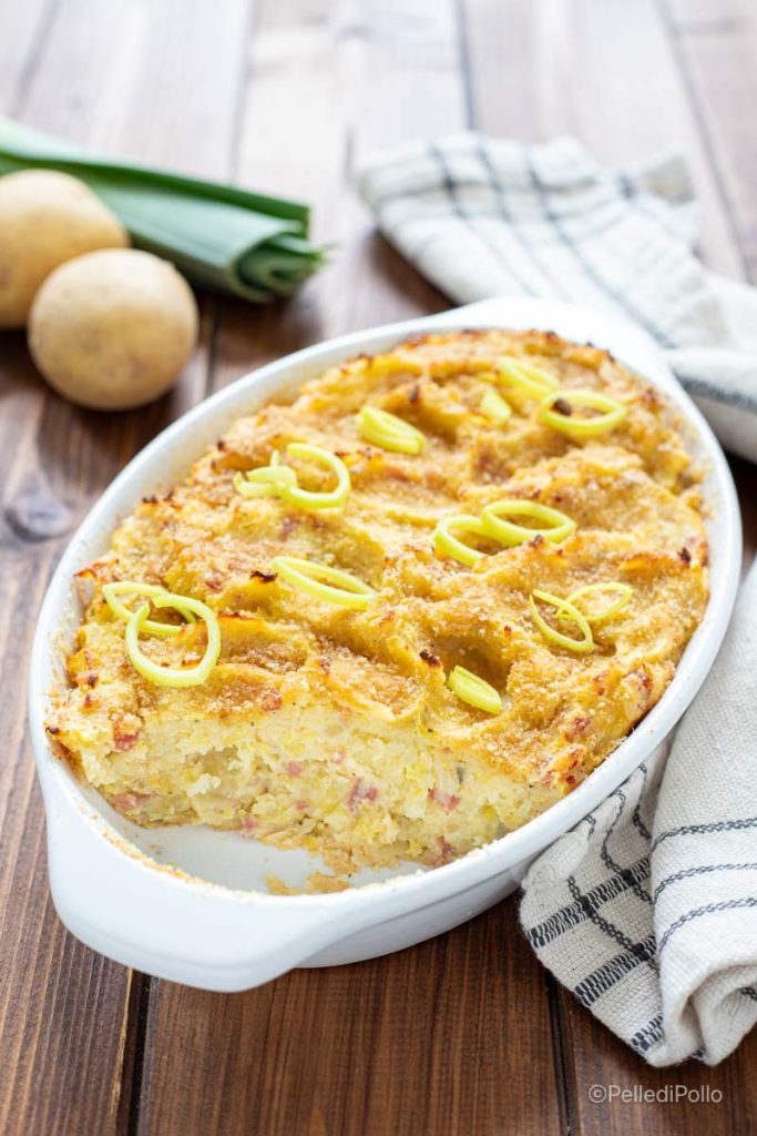 petit gratin de pommes de terre et poireaux