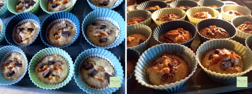 mini muffins avant et après cuisson