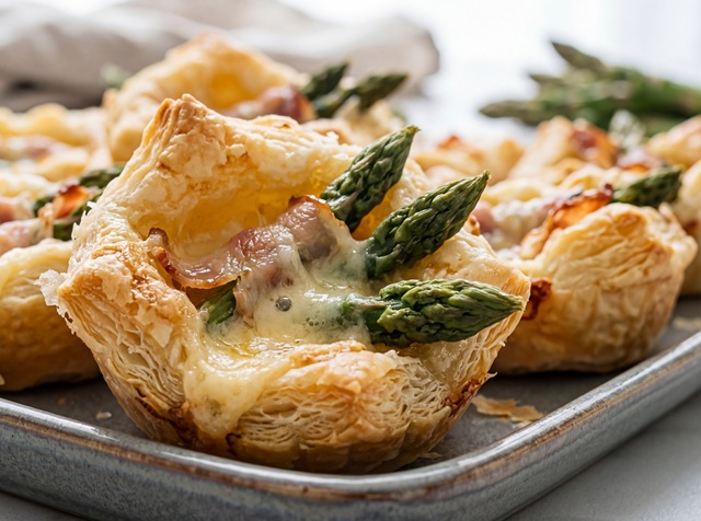 Nids de pâte feuilletée aux asperges et au bacon : l&rsquo;astuce pour une base croustillante et pas détrempée
