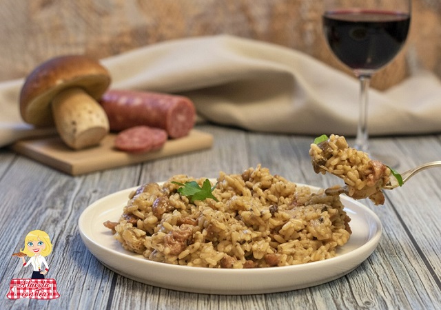 Risotto CHAMPIGNONS et SAUCISSE