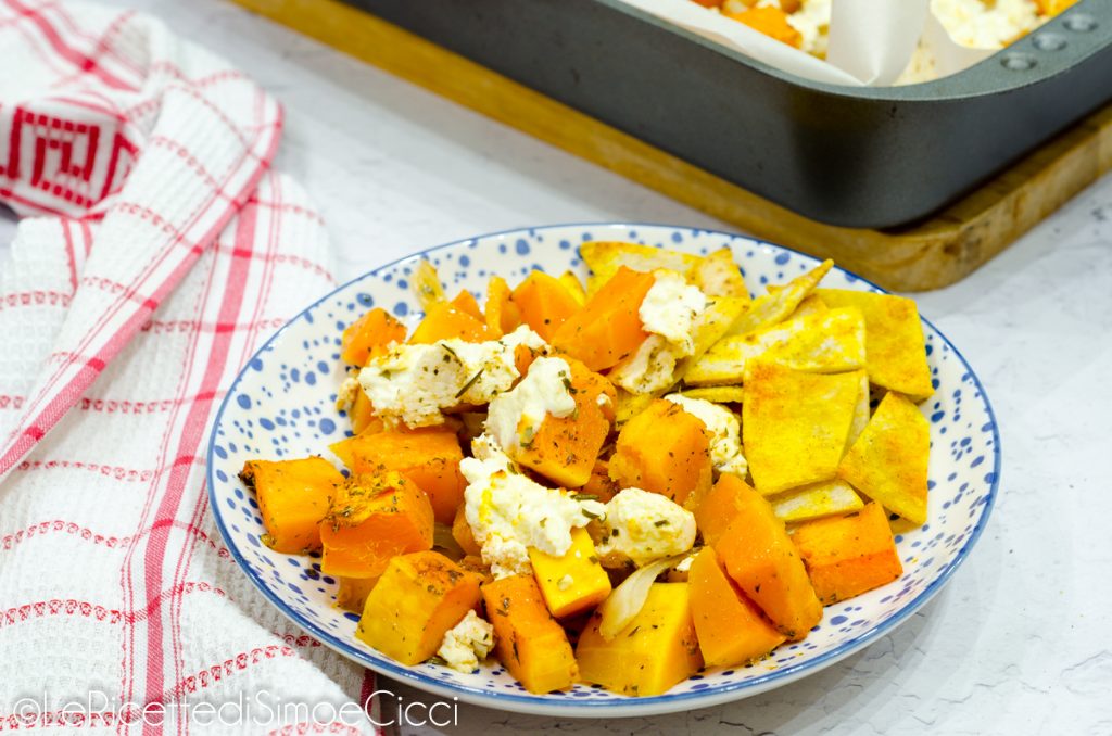 Calabaza al horno con queso