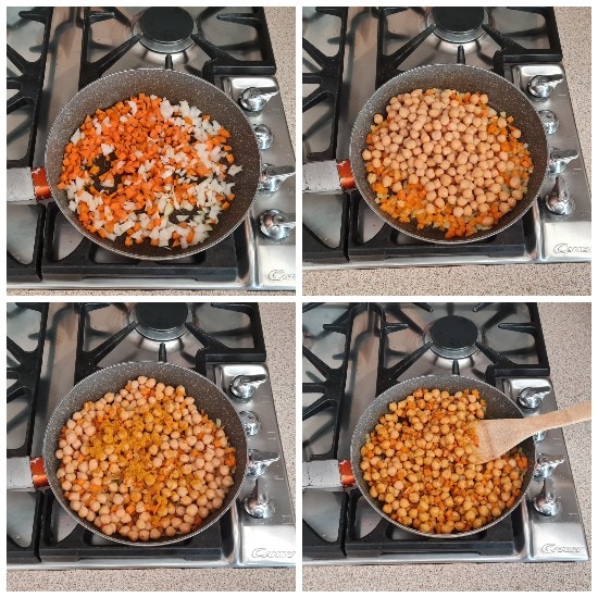Curry de garbanzos, preparación