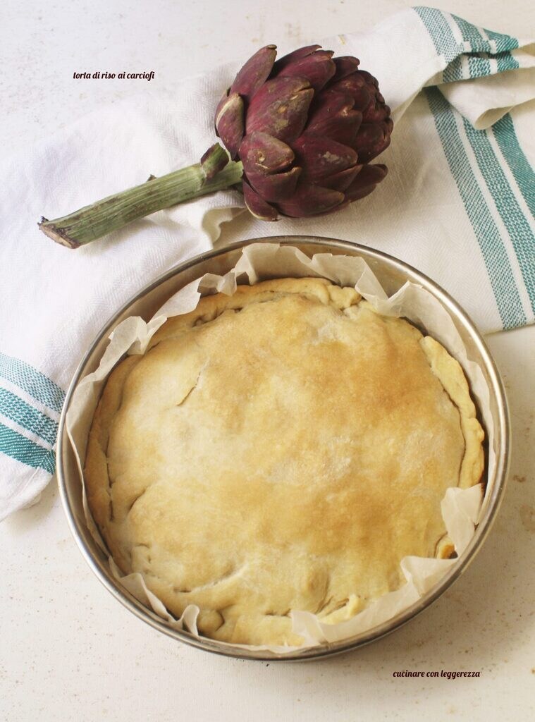 tarta de arroz con alcachofas