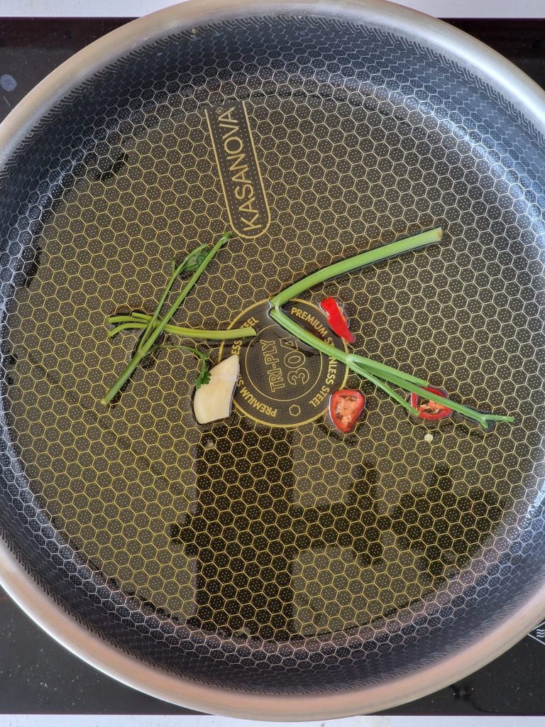 Pasta con crema de patatas y mejillones