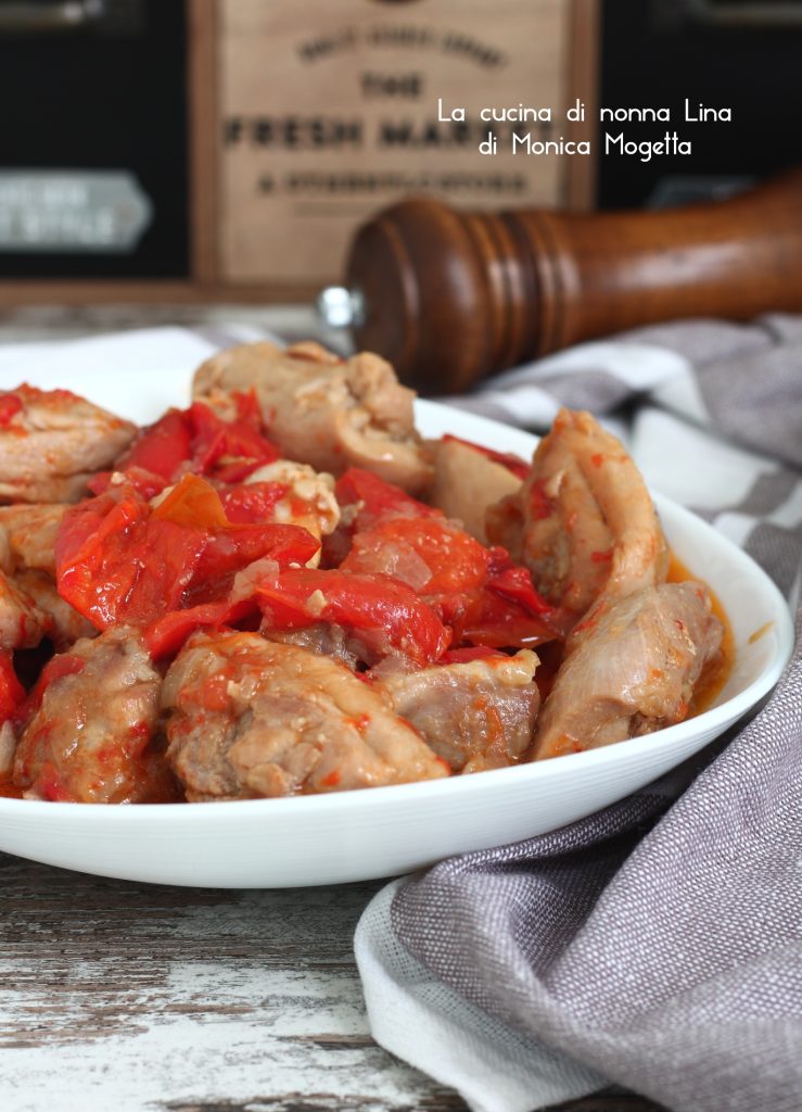 Estofado de pollo con pimientos