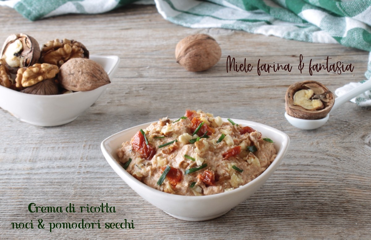 Crema de ricotta con nueces y tomates secos