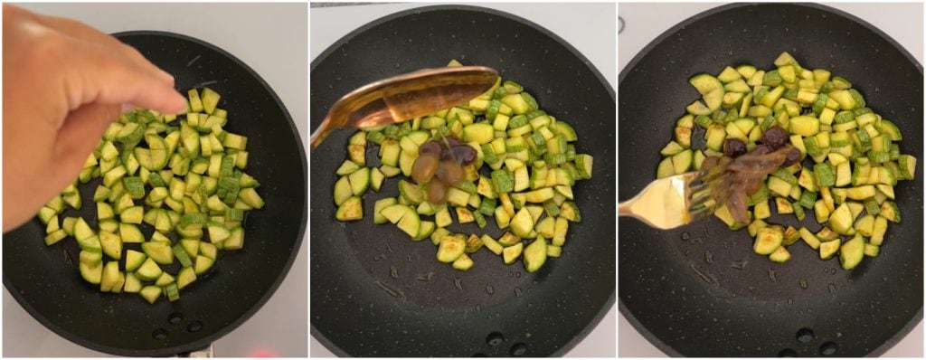 Tagliatelle con calabacines y aceitunas