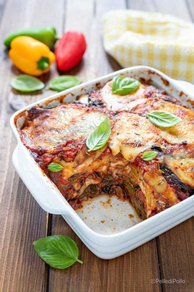 parmigiana de berenjenas y pimientos