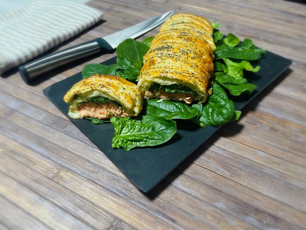 Rodaja de salmón en costra