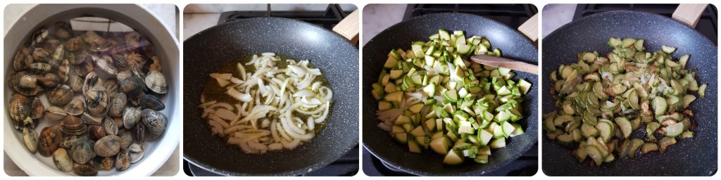 espaguetis con almejas y calabacines