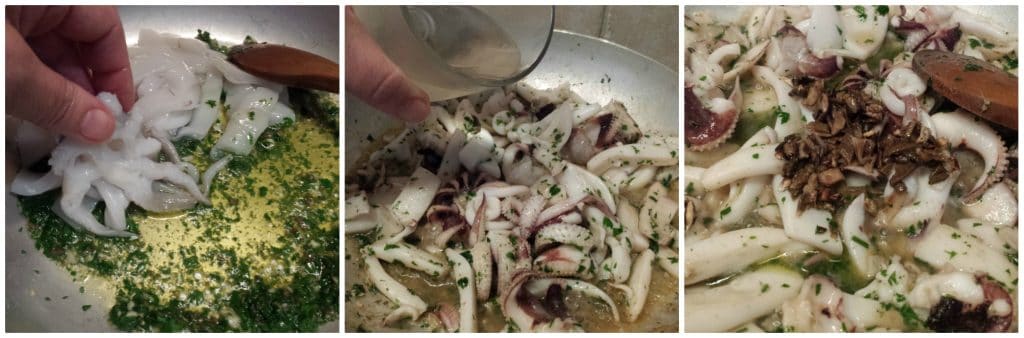 Buridda de sepias y guisantes