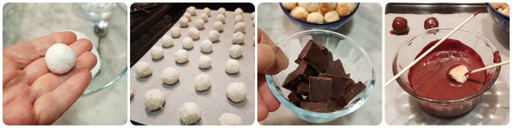 dulces de coco y chocolate