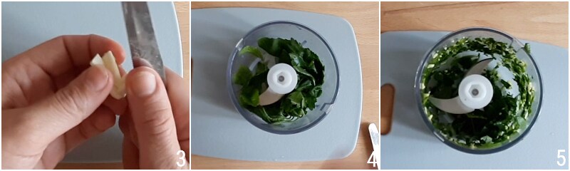 2 preparar un picadillo de hierbas aromáticas y ajo para marinar los calabacines crudos