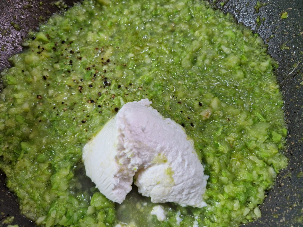 crema de ricotta y calabacines