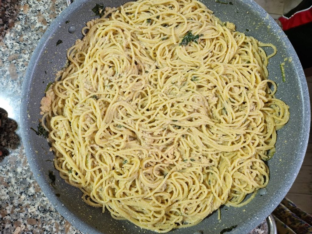 La espaguetada con la bottarga fresca de pez espada