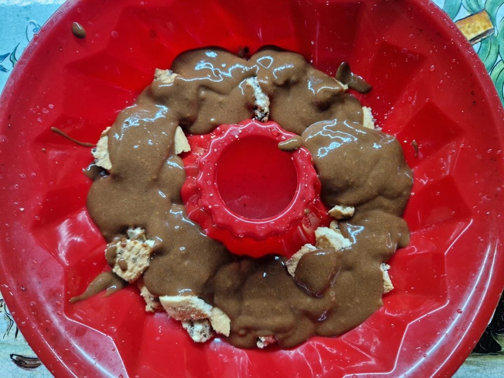 El pudin de chocolate con caquis y galletas