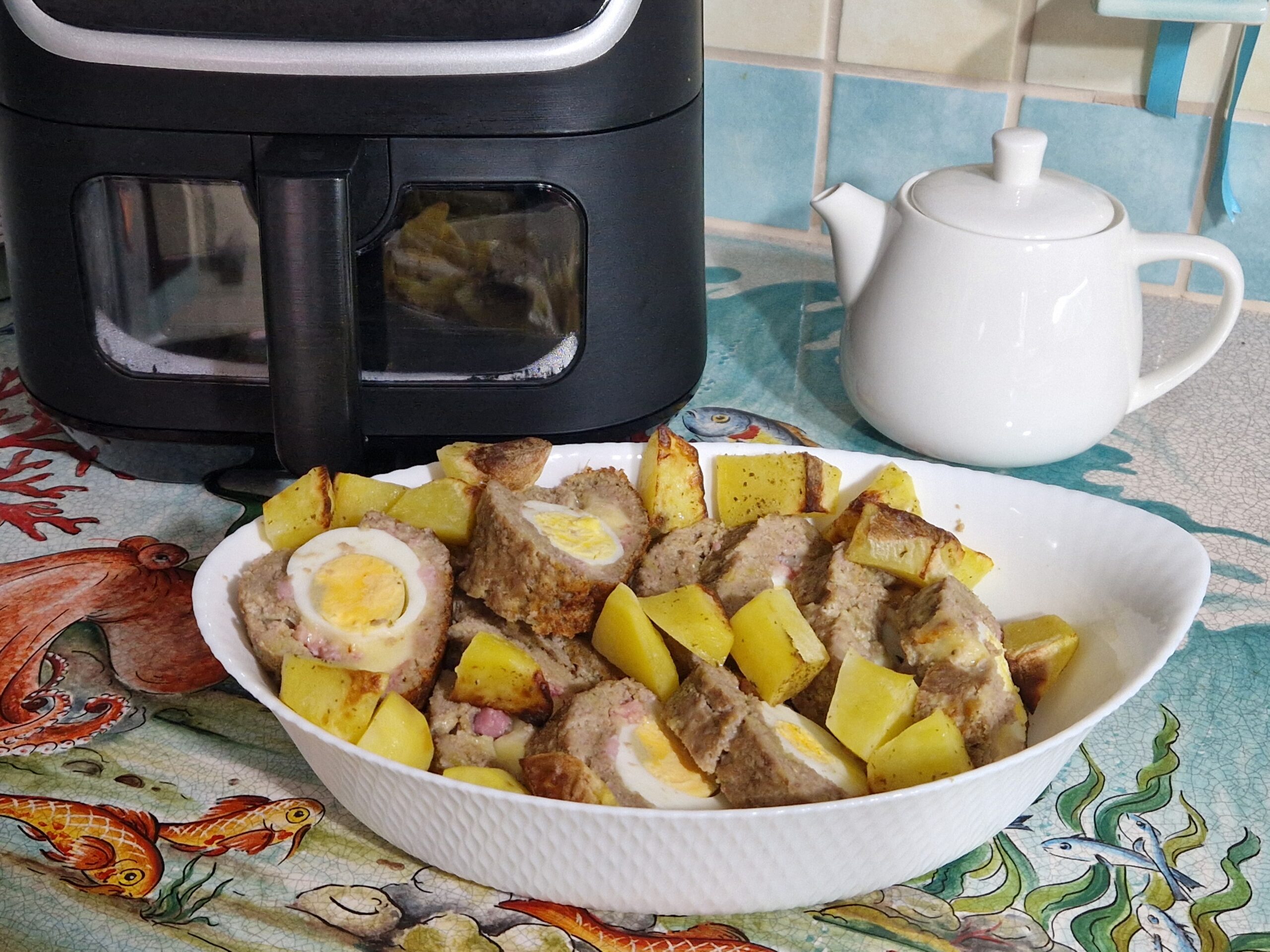 El pastel de carne en freidora de aire